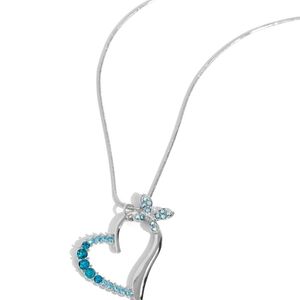 Paparazzi Silver Necklace with Blue Heart Accents